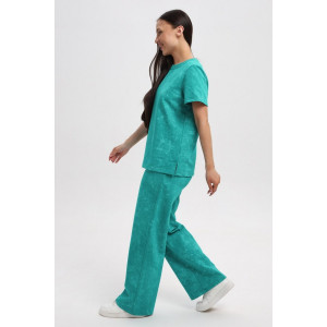 Костюм двойка женский 729 футер 2-х нитка пенье (р-ры: 44-54) изумрудный-варенка