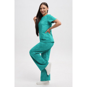 Костюм двойка женский 729 футер 2-х нитка пенье (р-ры: 44-54) изумрудный-варенка