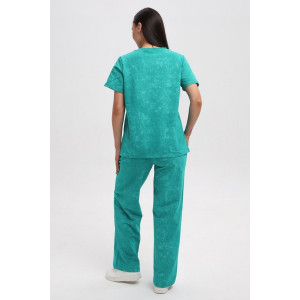 Костюм двойка женский 729 футер 2-х нитка пенье (р-ры: 44-54) изумрудный-варенка