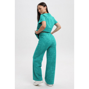 Костюм двойка женский 729 футер 2-х нитка пенье (р-ры: 44-54) изумрудный-варенка