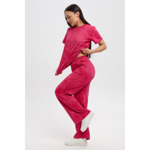 Костюм двойка женский 729 футер 2-х нитка пенье (р-ры: 44-54) фуксия-варенка