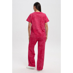 Костюм двойка женский 729 футер 2-х нитка пенье (р-ры: 44-54) фуксия-варенка