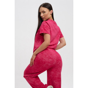 Костюм двойка женский 729 футер 2-х нитка пенье (р-ры: 44-54) фуксия-варенка