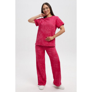 Костюм двойка женский 729 футер 2-х нитка пенье (р-ры: 44-54) фуксия-варенка