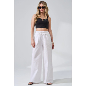 Брюки женские "Льняная палитра" 2473-П/л хлопок-лён (р-ры: 44-54) белый