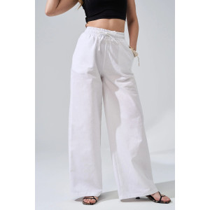 Брюки женские "Льняная палитра" 2473-П/л хлопок-лён (р-ры: 44-54) белый