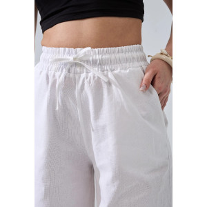 Брюки женские "Льняная палитра" 2473-П/л хлопок-лён (р-ры: 44-54) белый