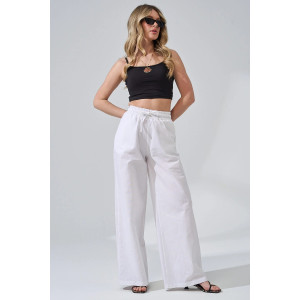 Брюки женские "Льняная палитра" 2473-П/л хлопок-лён (р-ры: 44-54) белый