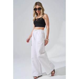 Брюки женские "Льняная палитра" 2473-П/л хлопок-лён (р-ры: 44-54) белый