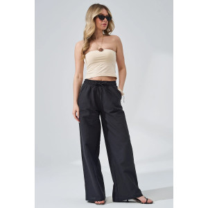 Брюки женские "Льняная палитра" 2473-П/л хлопок-лён (р-ры: 44-54) чёрный