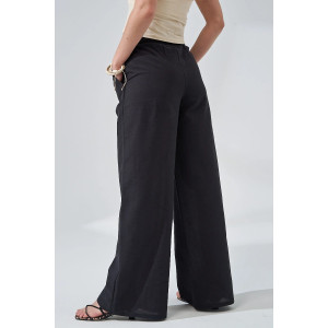 Брюки женские "Льняная палитра" 2473-П/л хлопок-лён (р-ры: 44-54) чёрный