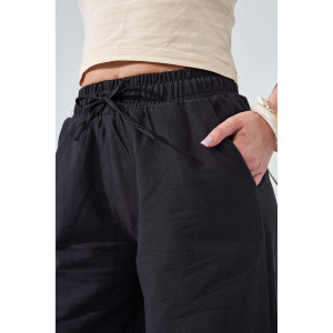 Брюки женские "Льняная палитра" 2473-П/л хлопок-лён (р-ры: 44-54) чёрный