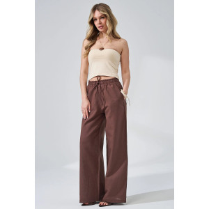 Брюки женские "Льняная палитра" 2473-П/л хлопок-лён (р-ры: 44-54) мокко
