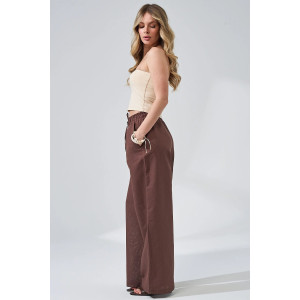 Брюки женские "Льняная палитра" 2473-П/л хлопок-лён (р-ры: 44-54) мокко