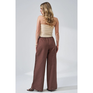 Брюки женские "Льняная палитра" 2473-П/л хлопок-лён (р-ры: 44-54) мокко