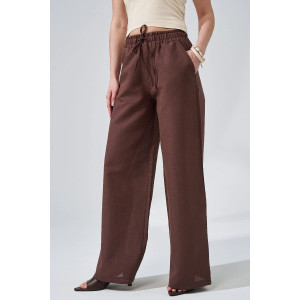 Брюки женские "Льняная палитра" 2473-П/л хлопок-лён (р-ры: 44-54) мокко