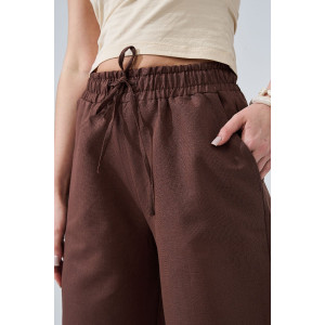 Брюки женские "Льняная палитра" 2473-П/л хлопок-лён (р-ры: 44-54) мокко
