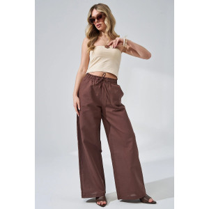 Брюки женские "Льняная палитра" 2473-П/л хлопок-лён (р-ры: 44-54) мокко