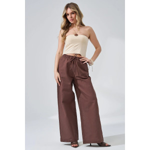 Брюки женские "Льняная палитра" 2473-П/л хлопок-лён (р-ры: 44-54) мокко