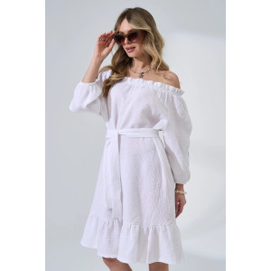 Платье женское "Романтика" 2474-Мус муслин (р-ры: 44-50) белый