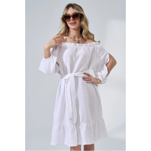Платье женское "Романтика" 2474-Мус муслин (р-ры: 44-50) белый