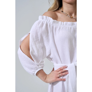 Платье женское "Романтика" 2474-Мус муслин (р-ры: 44-50) белый