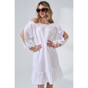 Платье женское "Романтика" 2474-Мус муслин (р-ры: 44-50) белый