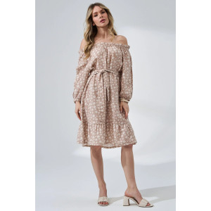 Платье женское "Романтика" 2474-Мус муслин (р-ры: 44-50) бежевый