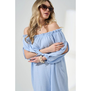 Платье женское "Романтика" 2474-Мус муслин (р-ры: 44-50) голубой