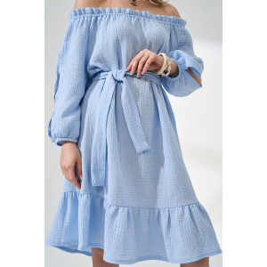 Платье женское "Романтика" 2474-Мус муслин (р-ры: 44-50) голубой