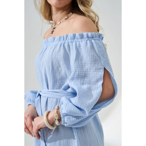 Платье женское "Романтика" 2474-Мус муслин (р-ры: 44-50) голубой