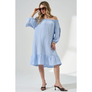 Платье женское "Романтика" 2474-Мус муслин (р-ры: 44-50) голубой