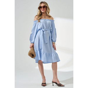 Платье женское "Романтика" 2474-Мус муслин (р-ры: 44-50) голубой