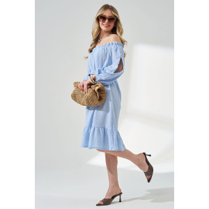 Платье женское "Романтика" 2474-Мус муслин (р-ры: 44-50) голубой