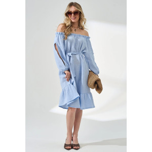 Платье женское "Романтика" 2474-Мус муслин (р-ры: 44-50) голубой