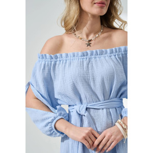 Платье женское "Романтика" 2474-Мус муслин (р-ры: 44-50) голубой