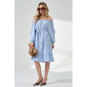 Платье женское "Романтика" 2474-Мус муслин (р-ры: 44-50) голубой