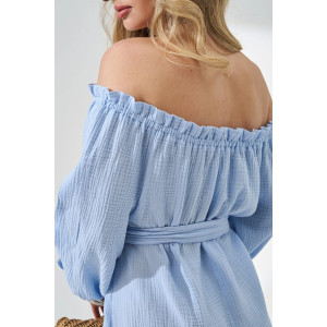 Платье женское "Романтика" 2474-Мус муслин (р-ры: 44-50) голубой