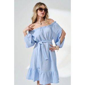 Платье женское "Романтика" 2474-Мус муслин (р-ры: 44-50) голубой