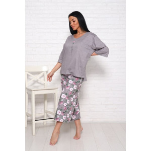 Костюм двойка женский "Джина" кулирка (последний размер) серый 46