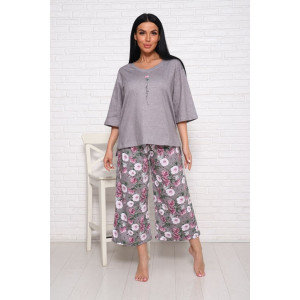 Костюм двойка женский "Джина" кулирка (последний размер) серый 46