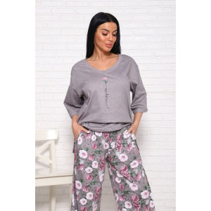 Костюм двойка женский "Джина" кулирка (последний размер) серый 46