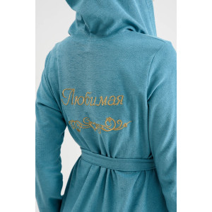 Халат женский 2287-М "Любимая" трикотаж (последний размер) светлый индиго 54