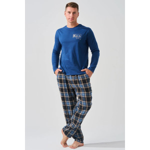 Пижама мужская "Мост" 2397-К/Ф кулирка-фланель (последний размер) синий 52