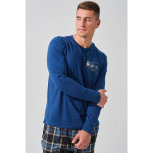 Пижама мужская "Мост" 2397-К/Ф кулирка-фланель (последний размер) синий 52