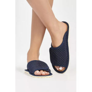 Тапки женские "Lepilov" арт. 122п эко-замша + пробка (р-ры: 37-42) синий мелкий горох