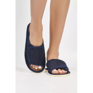 Тапки женские "Lepilov" арт. 122п эко-замша + пробка (р-ры: 37-42) синий мелкий горох