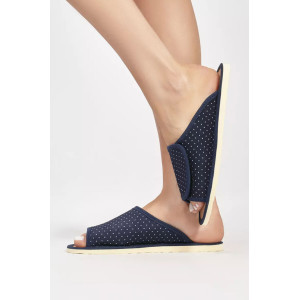 Тапки женские "Lepilov" арт. 122п эко-замша + пробка (р-ры: 37-42) синий мелкий горох