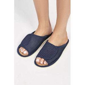 Тапки женские "Lepilov" арт. 122п эко-замша + пробка (р-ры: 37-42) синий мелкий горох