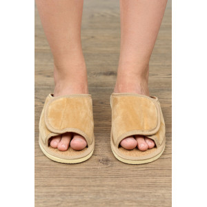 Тапки женские "Lepilov" арт. 122п эко-замша + пробка (р-ры: 37-42) бежевый велюр